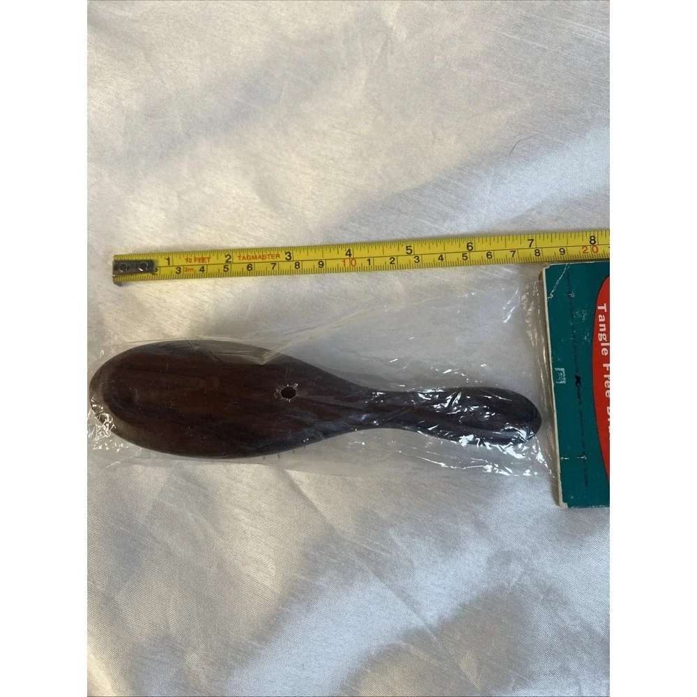 Vtg Wood Handle Wire Bristles Rubber Cushioned Air Vented Tangle Free Hair Brush